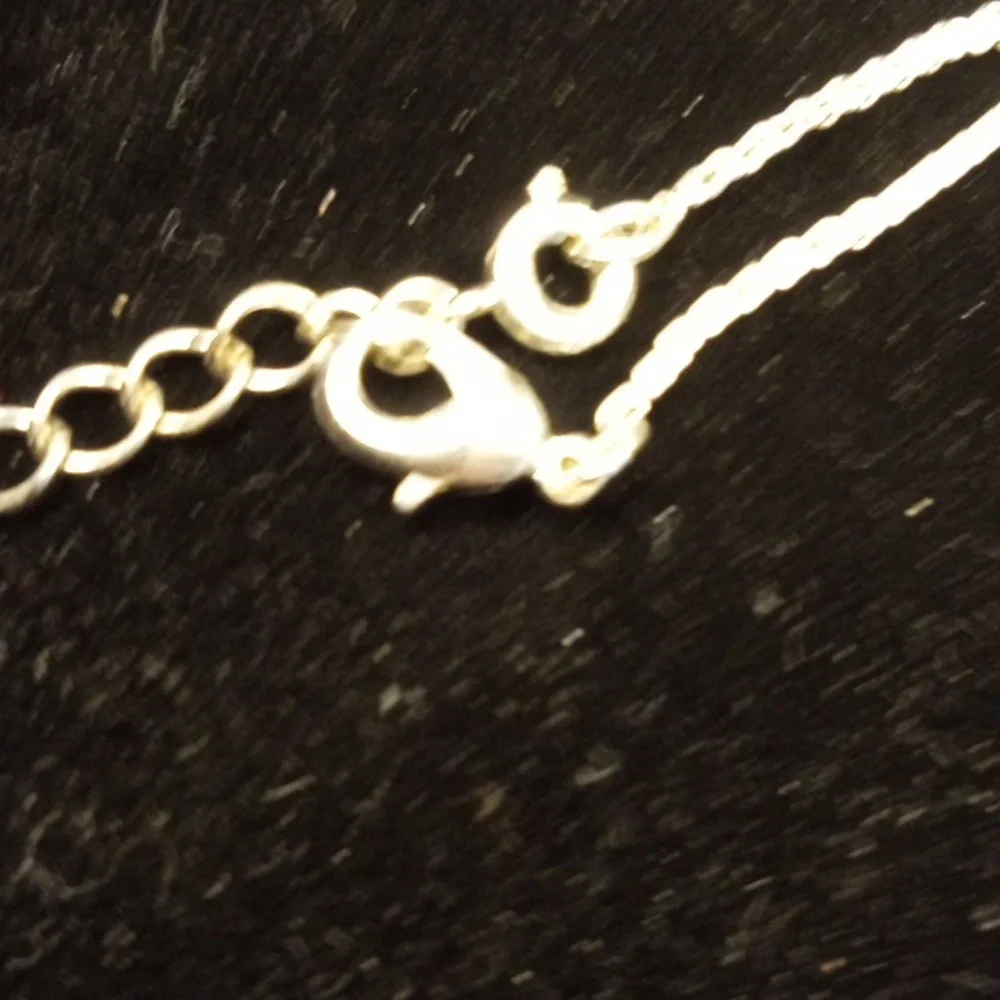 Infinity knot with diamonds pearl in center, Silver toned necklace - Picture 5 of 6